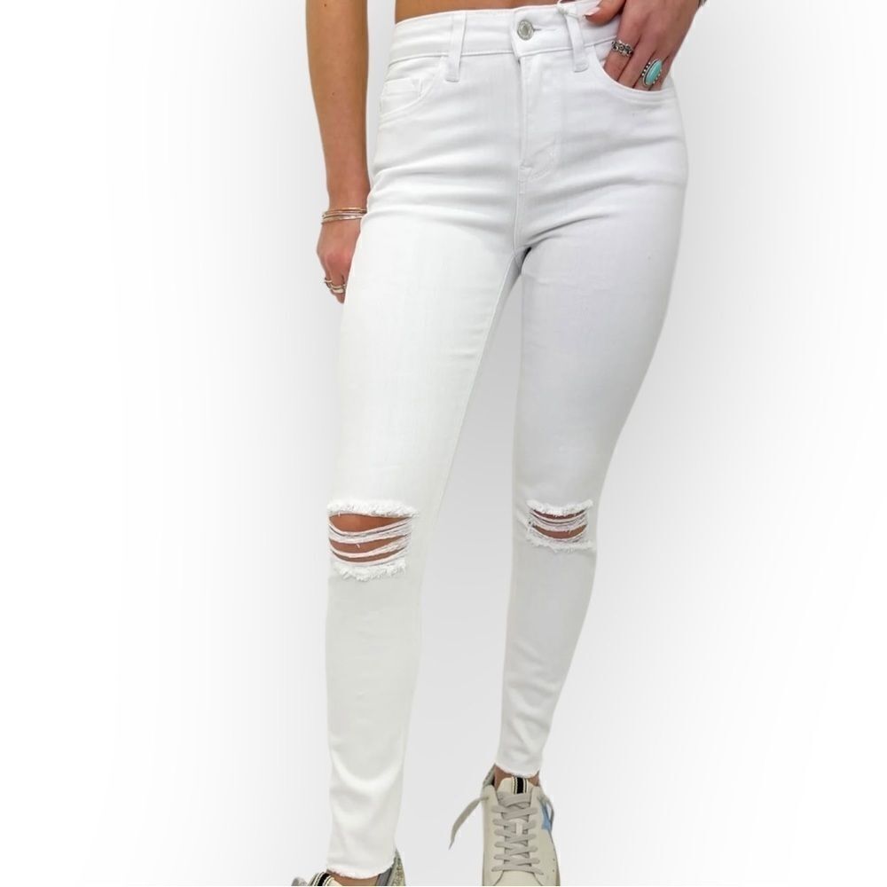 VERVET Haylie High Rise Skinny Jeans In Distressed White Women’s Size 25 NWT